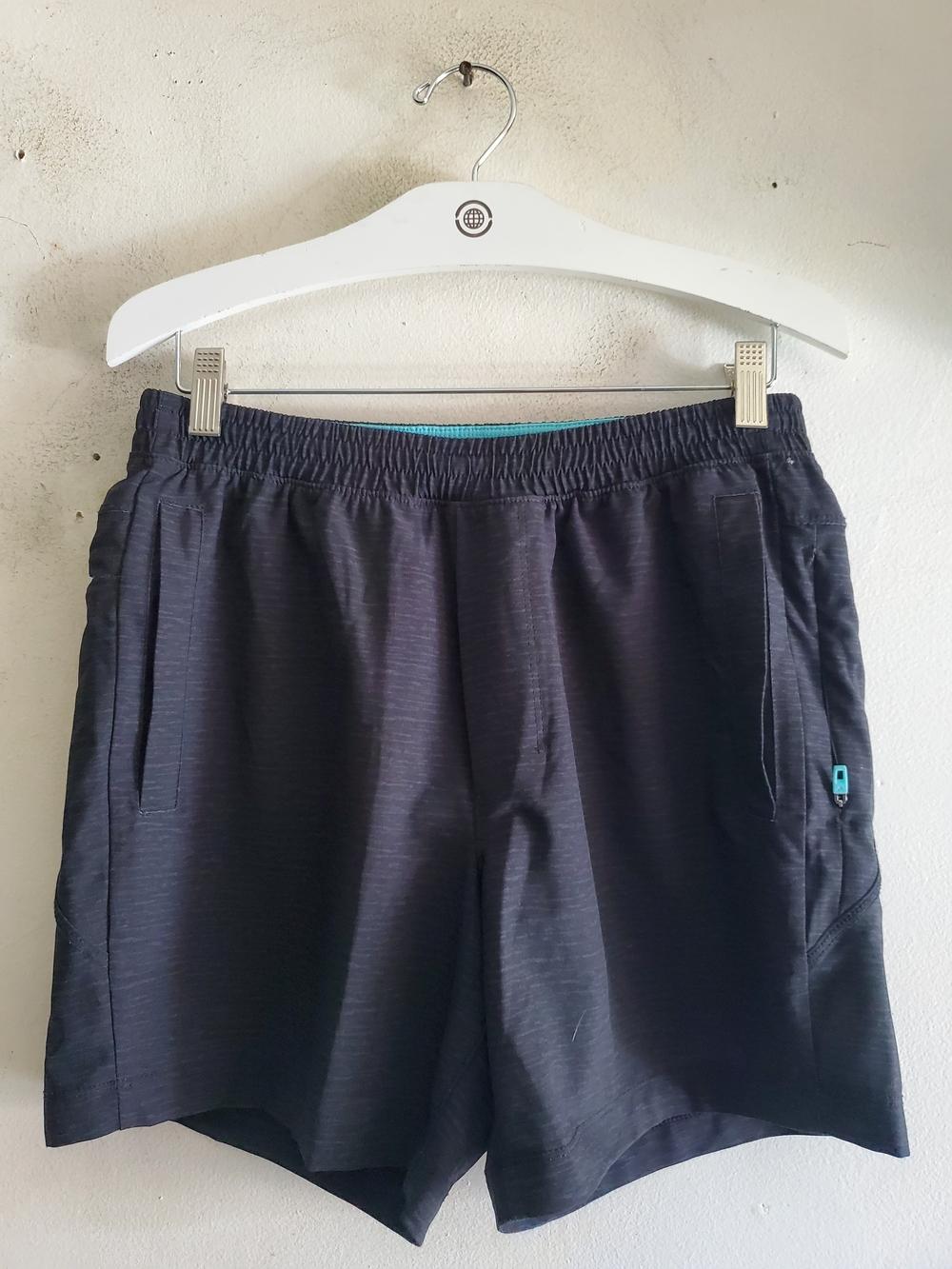 Birddogs Men's Athletic Shorts in Black with Aqua Accent Size Medium
